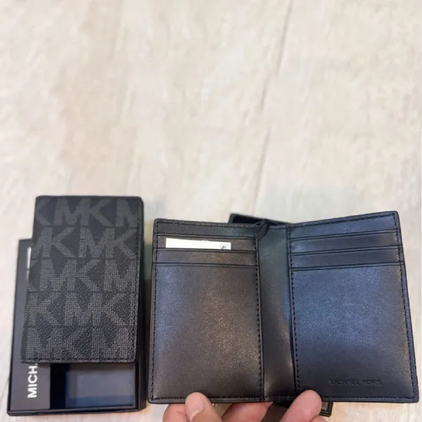Ví Đựng Thẻ Nam Michael Kors MK Card Case Monogram Black Màu Đen