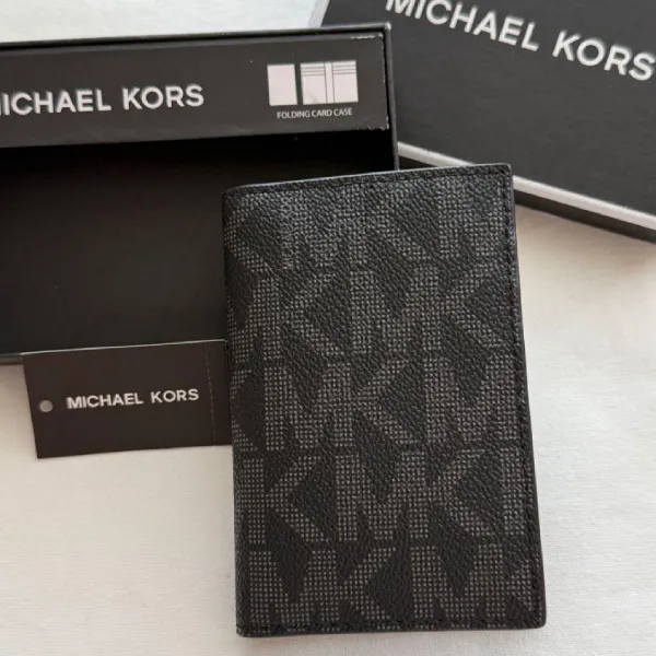 Ví Đựng Thẻ Nam Michael Kors MK Card Case Monogram Black Màu Đen