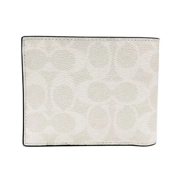 Ví Nam Coach 3-In-1 Wallet In Signature Canvas CW380 Màu Trắng Họa Tiết