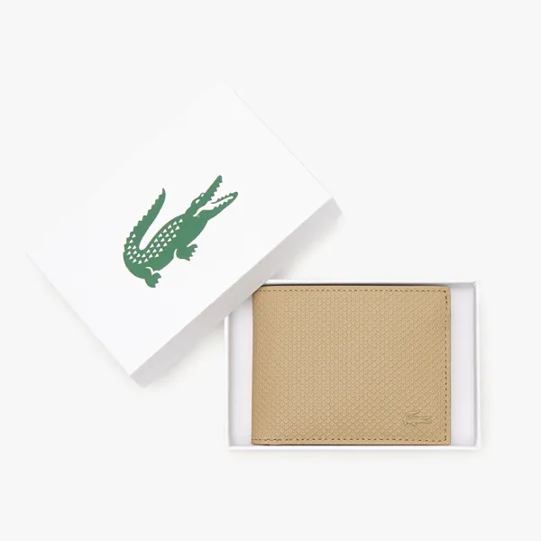 Ví Nam Lacoste Chantaco Pique Leather 3 Card Wallet NH2824 - L32 Màu Be