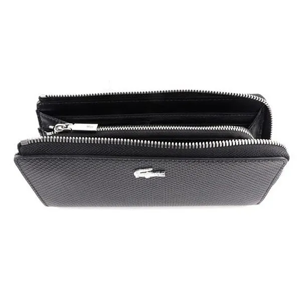 Ví Nam Lacoste Slim Zip Wallet Black NF3580 - 000 Màu Đen