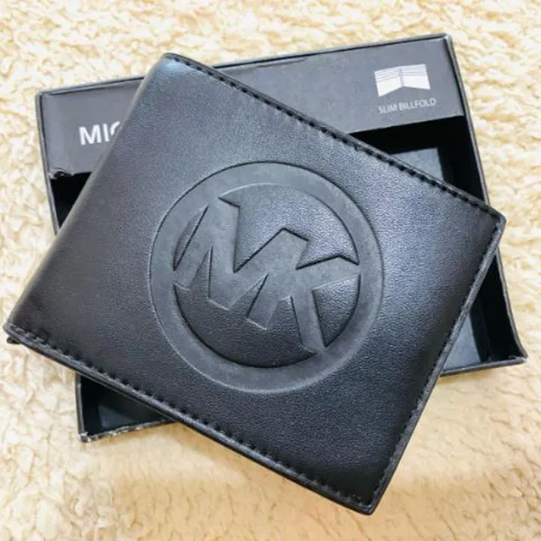 Ví Nam Michael Kors MK Men Black Slim Billfold Leather Card Black Wallet Màu Đen