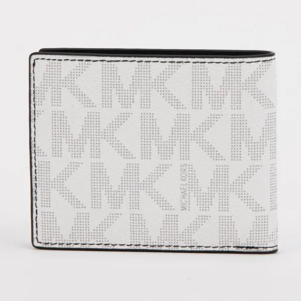 Ví Nam Michael Kors MK Monogram Slim Bi-fold Wallet 86F2SMNF5B Màu Trắng