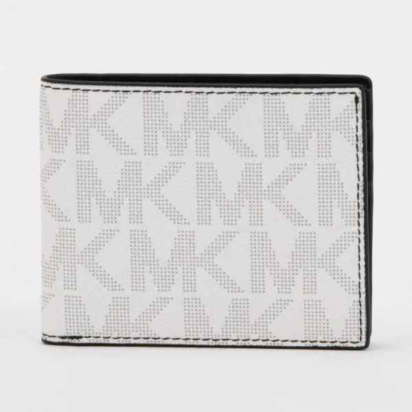 Ví Nam Michael Kors MK Monogram Slim Bi-fold Wallet 86F2SMNF5B Màu Trắng