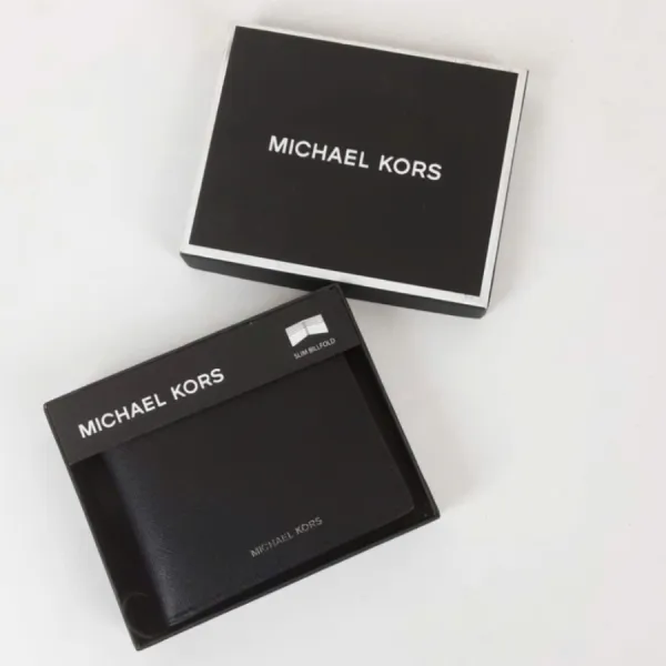 Ví Nam Michael Kors MK Slim Billfold Black Wallet Embossed Logo 86F2SANF5V Màu Đen