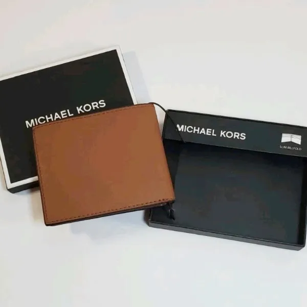 Ví Nam Michael Kors MK Slim Billfold Brown Leather Wallet 86F5SMNF5U Màu Nâu