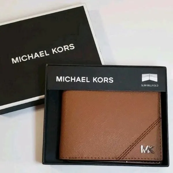 Ví Nam Michael Kors MK Slim Billfold Brown Leather Wallet 86F5SMNF5U Màu Nâu