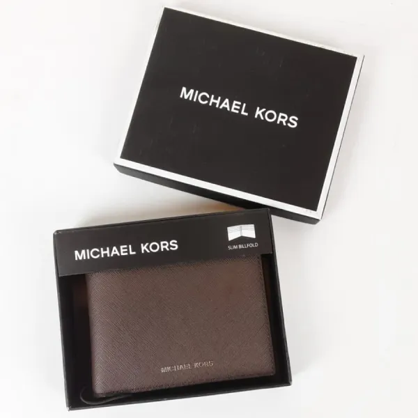 Ví Nam Michael Kors MK Slim Billfold Wallet Embossed Logo Màu Nâu