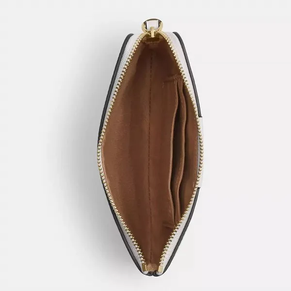 Ví Nữ Coach Corner Zip Wristlet In Signature Canvas With Stripe CW854 Màu Trắng Kem