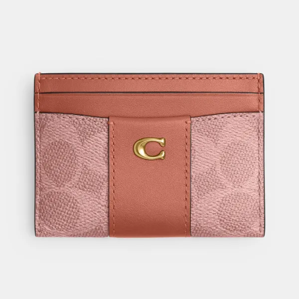 Ví Nữ Coach Essential Card Case In Signature Canvas CBY80 B4YU2 Màu Hồng Nâu
