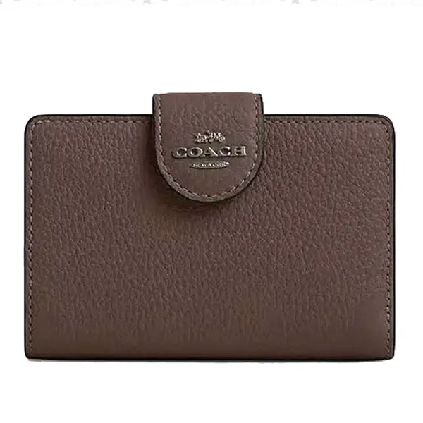 Ví Nữ Coach Medium Corner Zip Wallet CBO41 Gunmetal/Dark Stone Màu Nâu Đậm