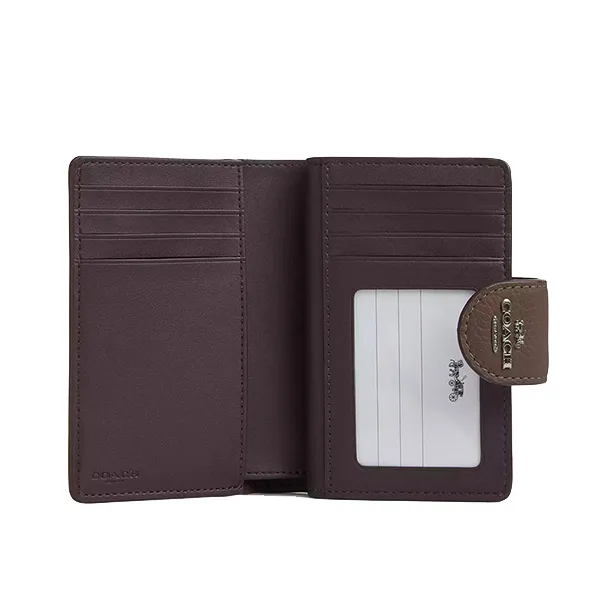 Ví Nữ Coach Medium Corner Zip Wallet CBO41 Gunmetal/Dark Stone Màu Nâu Đậm