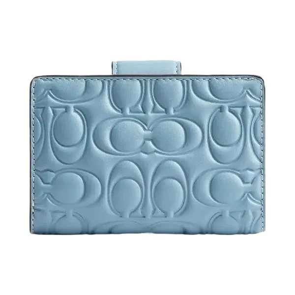 Ví Nữ Coach Medium Corner Zip Wallet In Signature Leather Azure CZ341 Màu Xanh