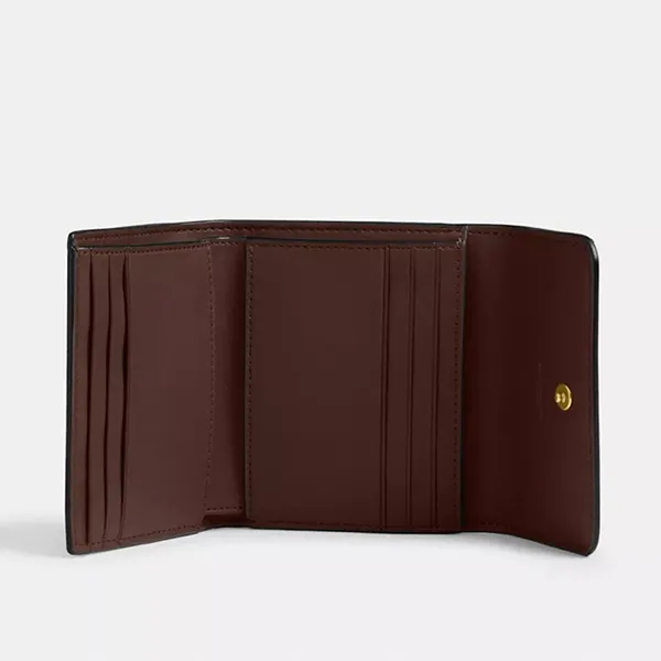 Ví Nữ Coach Mila Small Flap Wallet In Signature Canvas CAT56 Màu Nâu Đậm