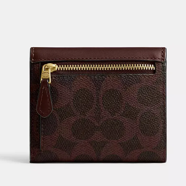 Ví Nữ Coach Mila Small Flap Wallet In Signature Canvas CAT56 Màu Nâu Đậm