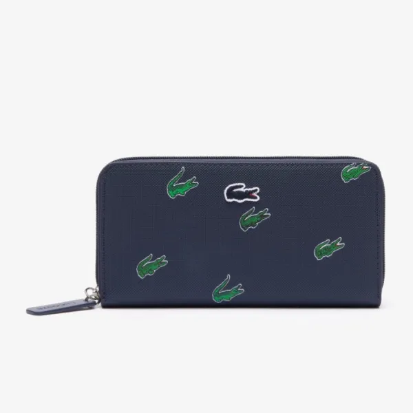 Ví Nữ Lacoste Zip-Around Wallet With Crocodile Logo Print NF4389 - 021 Màu Xanh Navy