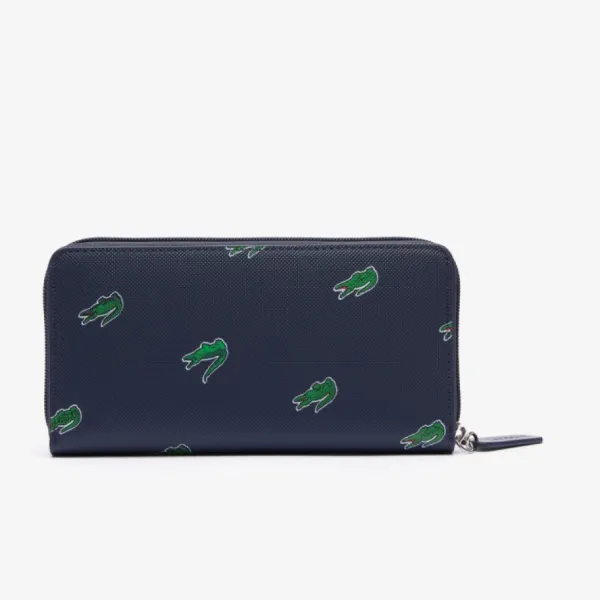 Ví Nữ Lacoste Zip-Around Wallet With Crocodile Logo Print NF4389 - 021 Màu Xanh Navy