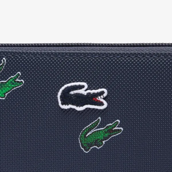 Ví Nữ Lacoste Zip-Around Wallet With Crocodile Logo Print NF4389 - 021 Màu Xanh Navy