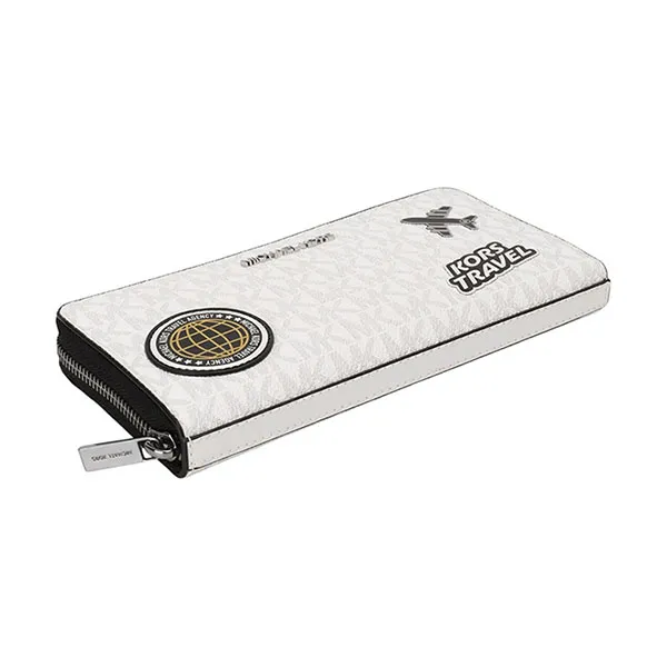Ví Nữ Michael Kors MK Cooper Embellished Logo Zip-Around Wallet 36R5LCOZ3B Màu Trắng Họa Tiết