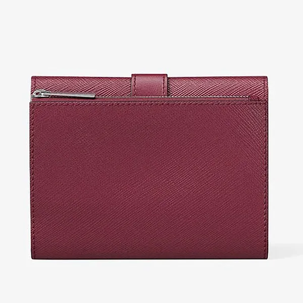 Ví Nữ Michael Kors MK Greenwich Medium Saffiano Leather Trifold Wallet 35S5GGRE6L Màu Đỏ Mận