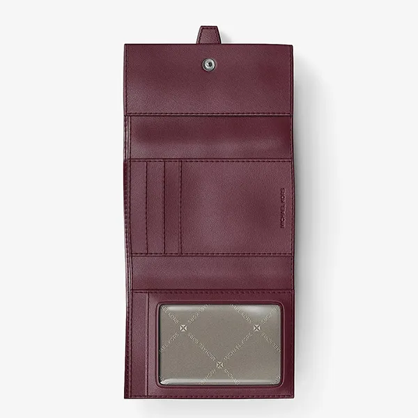 Ví Nữ Michael Kors MK Greenwich Medium Saffiano Leather Trifold Wallet 35S5GGRE6L Màu Đỏ Mận