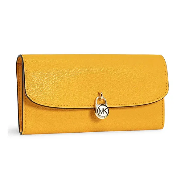 Ví Nữ Michael Kors MK Hamilton Large Leather Continental Wallet Pop Orange Màu Cam