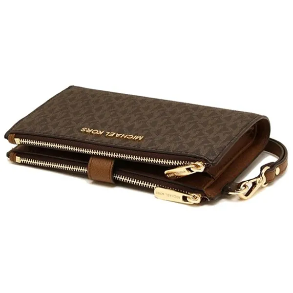 Ví Nữ Michael Kors MK Jet Set Double Zip Logo Brown 35F8GTVW0B Màu Nâu