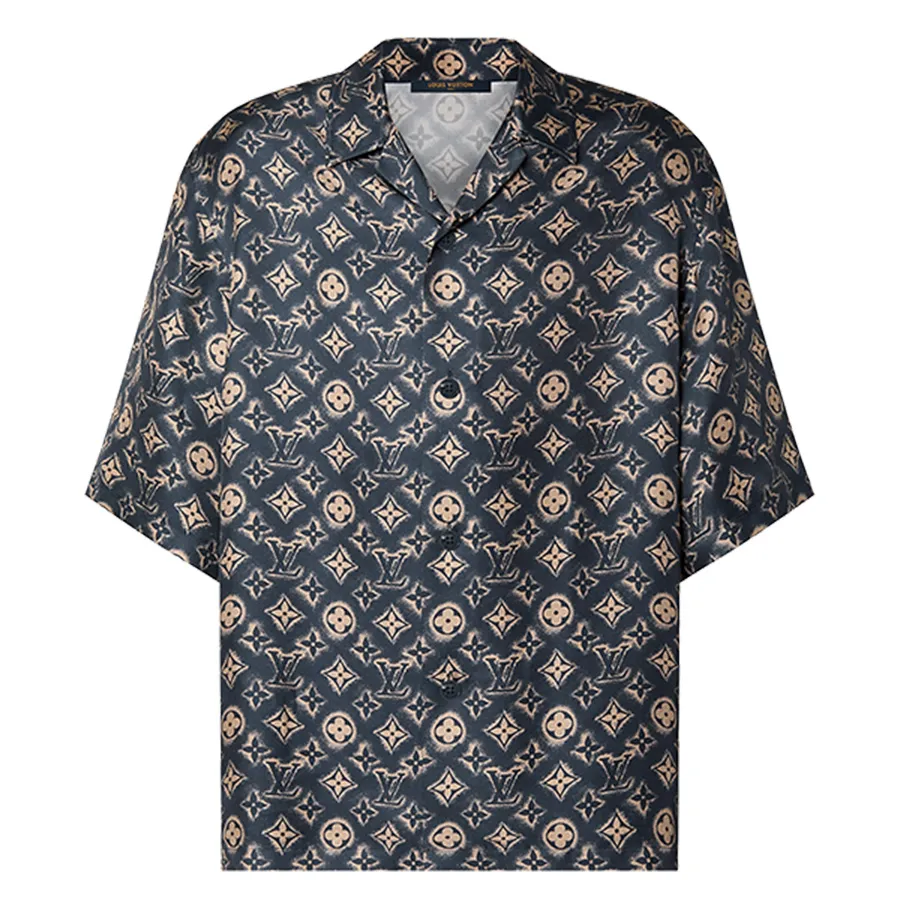 Louis Vuitton 1ABJDT Monogram Short-sleeved Denim Shirt , Black, XXL