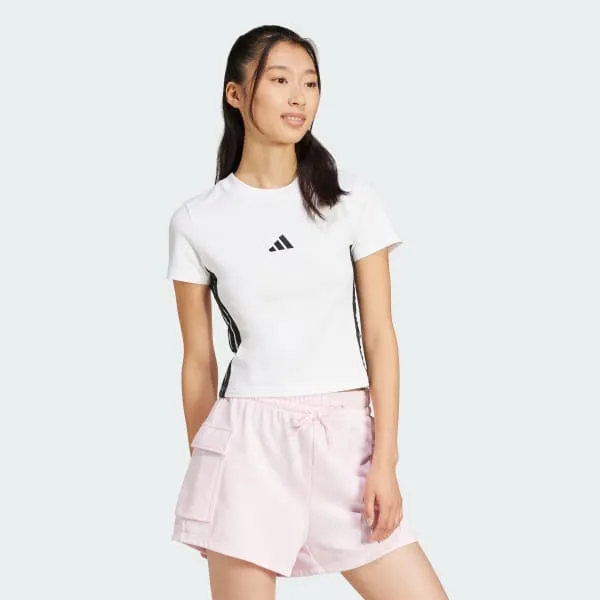 Áo Thun Nữ Baby Tee Dáng Ôm 3 Sọc Essentials JE1239-XS