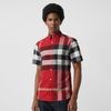 Áo Sơ Mi Burberry Short-sleeve Check Stretch Cotton Shirt Parade Red Size L-1