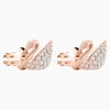 Khuyên Tai Swarovski Swan Pierced Earrings, White, Rose-Gold Tone Plated 5450929-1