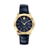 Đồng Hồ Versace Univers GMT Black Dial Blue Leather Men's Watch VEBK00318 43mm-1