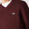 Áo Len Lacoste Men's V-Neck Organic Cotton Sweater Màu Đỏ Mận Size S-3