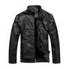 Áo Khoác Da Nam WULFUL Vintage Stand Collar Leather Jacket Motorcycle PU Faux Leather Outwear Black2 Màu Đen-1