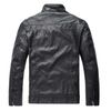 Áo Khoác Da Nam WULFUL Vintage Stand Collar Leather Jacket Motorcycle PU Faux Leather Outwear Black8833 Màu Đen-3