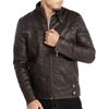 Áo Khoác Da Nam WULFUL Vintage Stand Collar Leather Jacket Motorcycle PU Faux Leather Outwear Brown2 Màu Nâu-3
