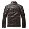 Áo Khoác Da Nam WULFUL Vintage Stand Collar Leather Jacket Motorcycle PU Faux Leather Outwear Brown8833 Màu Nâu-3