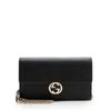 Túi Xách Gucci Pebbled Leather Interlocking G Wallet On Chain Clutch Bag Màu Đen-2