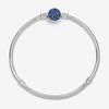 Vòng Đeo Tay Nữ Pandora Moments Sparkling Blue Disc Clasp Snake Chain Bracelet Màu Bạc-2