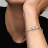 Vòng Đeo Tay Nữ Pandora Moments Sparkling Heart Clasp Snake Chain Bracelet Màu Bạc-3