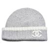 Mũ Len Chanel Classic Cashmere Wool Double C Logo Print Hat Màu Xám-2
