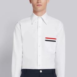 Áo Sơ Mi Thom Browne Grosgrain Pocket Trim Oxford Shirt Size XS