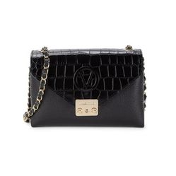 Túi Xách Valentino By Mario Isebelle Croc Embossed Leather Chain Shoulder Bag Màu Đen