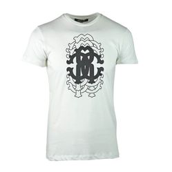 Áo Phông Roberto Cavalli Repetition Logo White T-Shirt Màu Trắng Size M