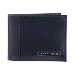 Ví Tommy Hilfiger Men's Leather Wallet  Slim Bifold with 6 Credit Card Màu Xanh Navy
