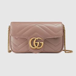 Túi Xách Gucci GG Marmont Matelassé Leather Super Mini Bag Màu Hồng Nhạt