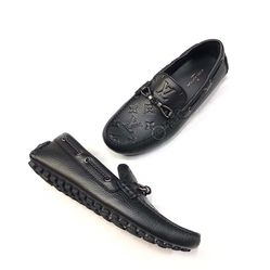 Giày Lười Louis Vuitton Raspail Calfskin Black Moccasin Màu Đen Size 41.5