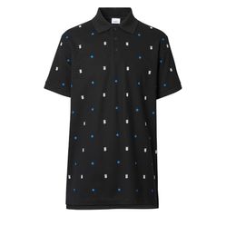 Áo Polo Burberry  Monogram-Motif Star-Print Polo Shirt Màu Đen Size XS