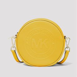 Túi Xách Michael Kors MK Fulton Small Logo Debossed Leather Canteen Crossbody Bag Màu Vàng