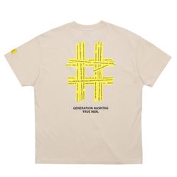 Áo Phông Beentrill Taping Bighashtag Short-Sleeved T-Shirt Màu Be